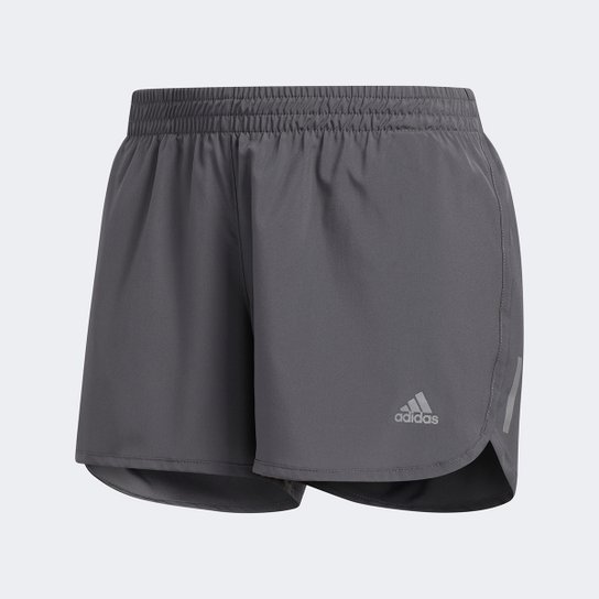Short Adidas Run Feminino - Grafite+Branco Menor preço em Short Adidas Run Feminino - Grafite+Branco