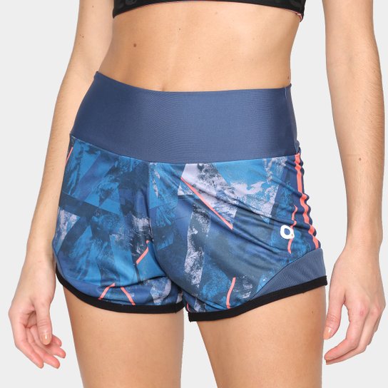 Short Área Sports Dupla Face Leaf Feminino - Azul Menor preço em Short Área Sports Dupla Face Leaf Feminino - Azul