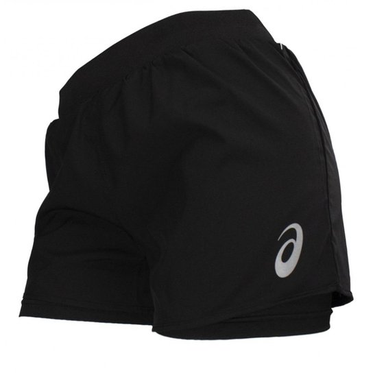 Short Asics 2In1 Feminino - Preto Menor preço em Short Asics 2In1 Feminino - Preto