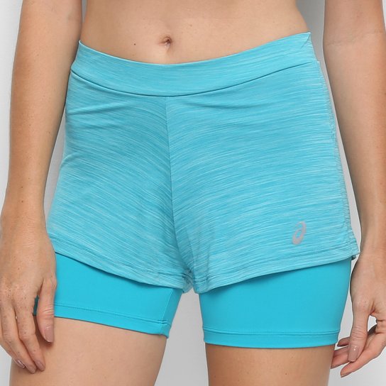Short Asics Color 2"1 Feminino - Azul Piscina