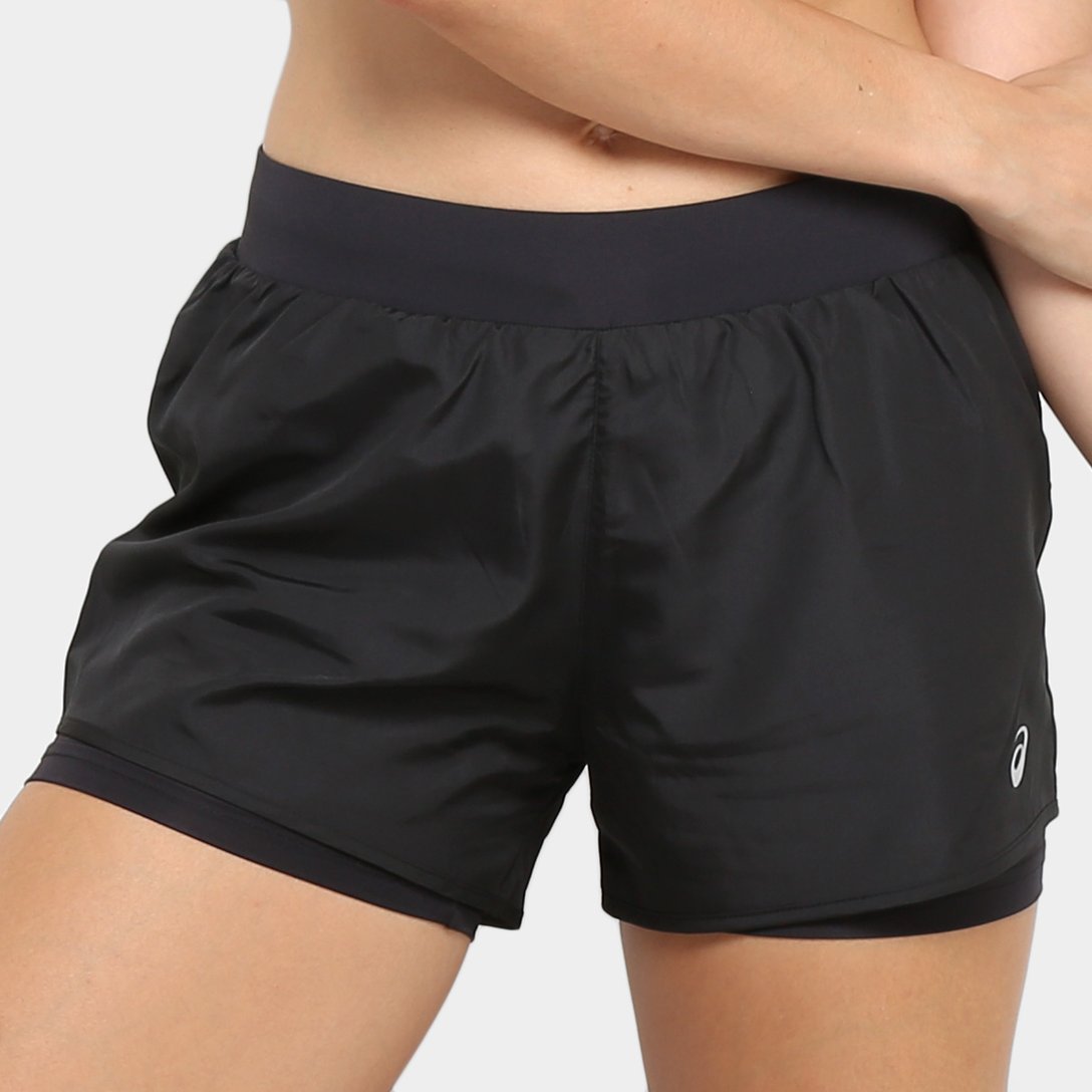 Short Asics Core Running Shorts 2In1 3In Feminino Preto Netshoes