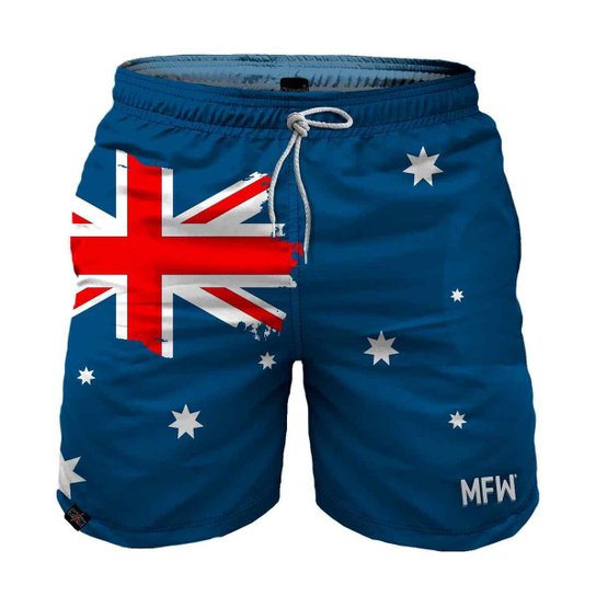 Short Australian Flag Tactel Masculino com Bolsos - Azul Menor preço em Short Australian Flag Tactel Masculino com Bolsos - Azul