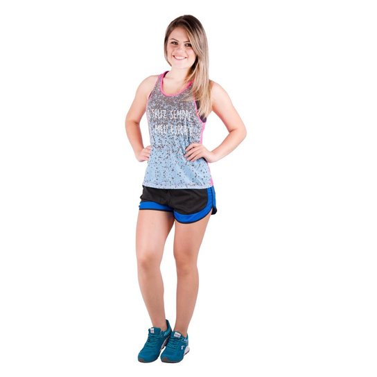 Short Barra Color Bic - Salto Triplo - Preto+Azul