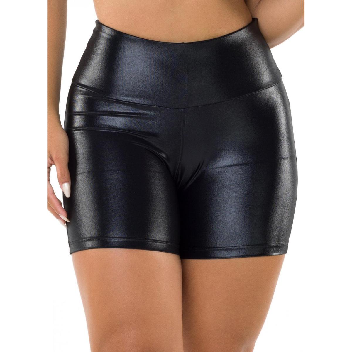Short Básico Curto Em Cirre Brilho Molhado WOLFOX Fitness Academia