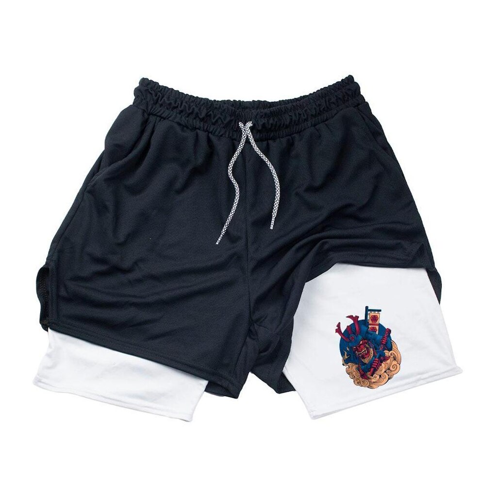 Short Bermuda 2 Em 1 Masculino Espotivo‎ Samurai Tokyo Japan Abstract