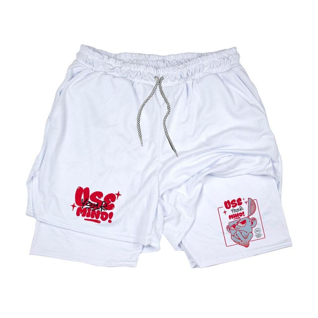 Short Bermuda 2 Em 1 Masculino Espotivo‎ Use Your Mind Abs Man Abstract