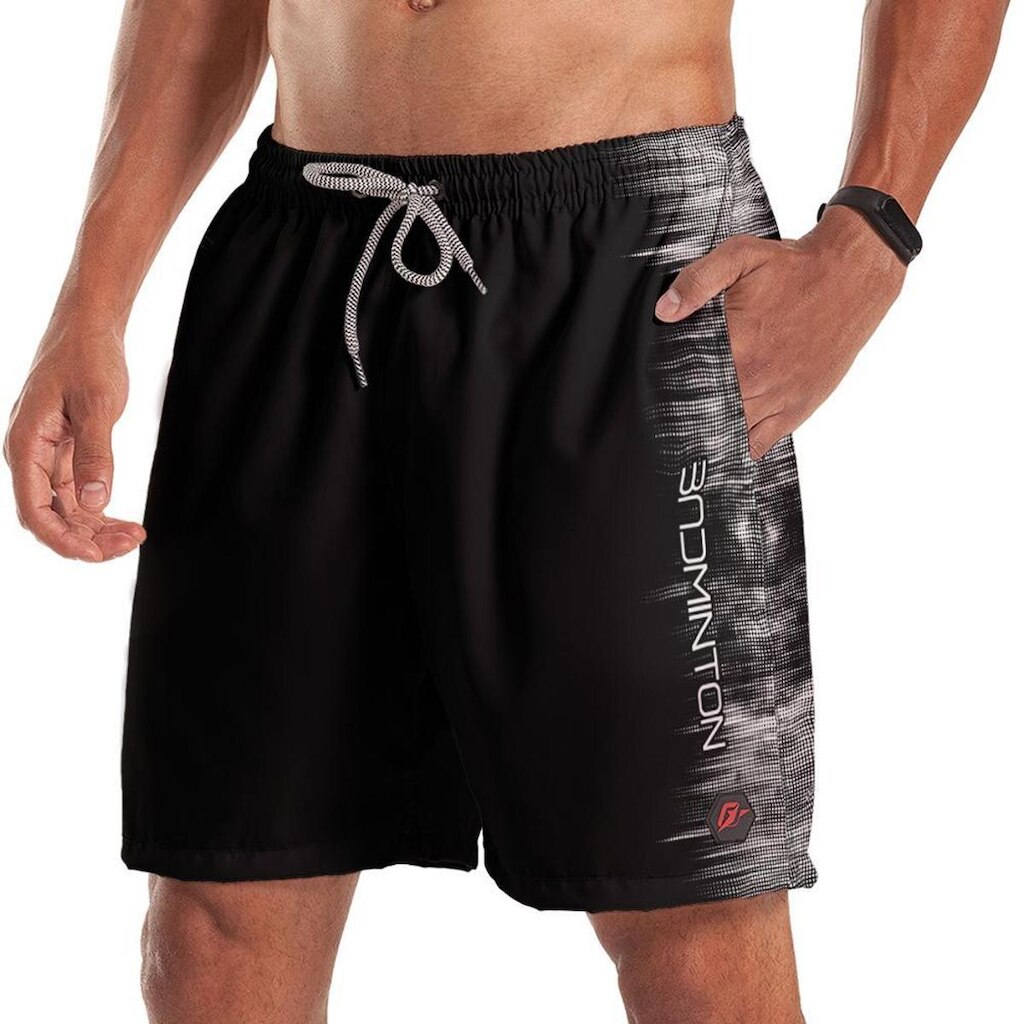 Short Bermuda Badminton Tecnodots Preto Cinza