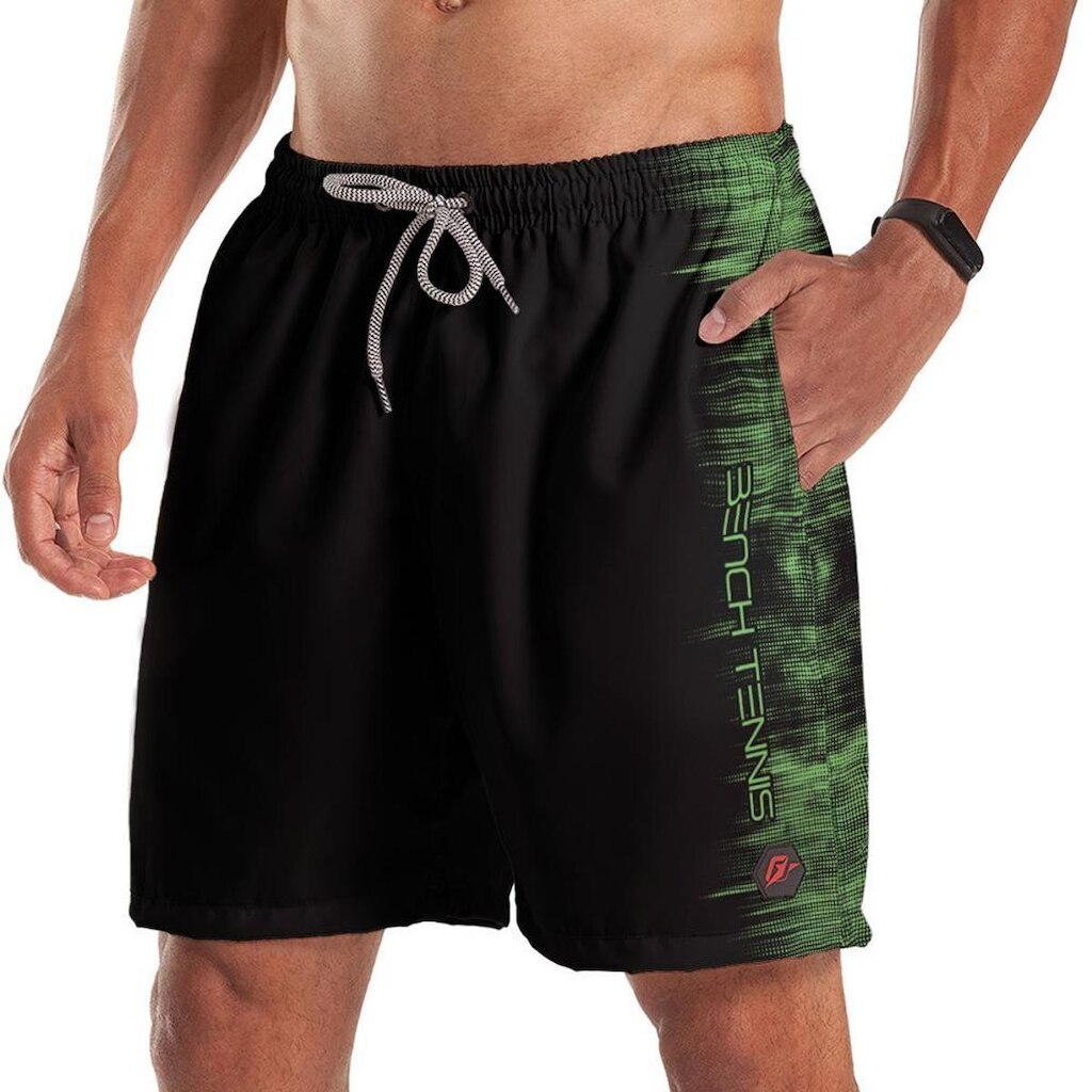 Short Bermuda Beach Tennis Tecnodots Preto Verde