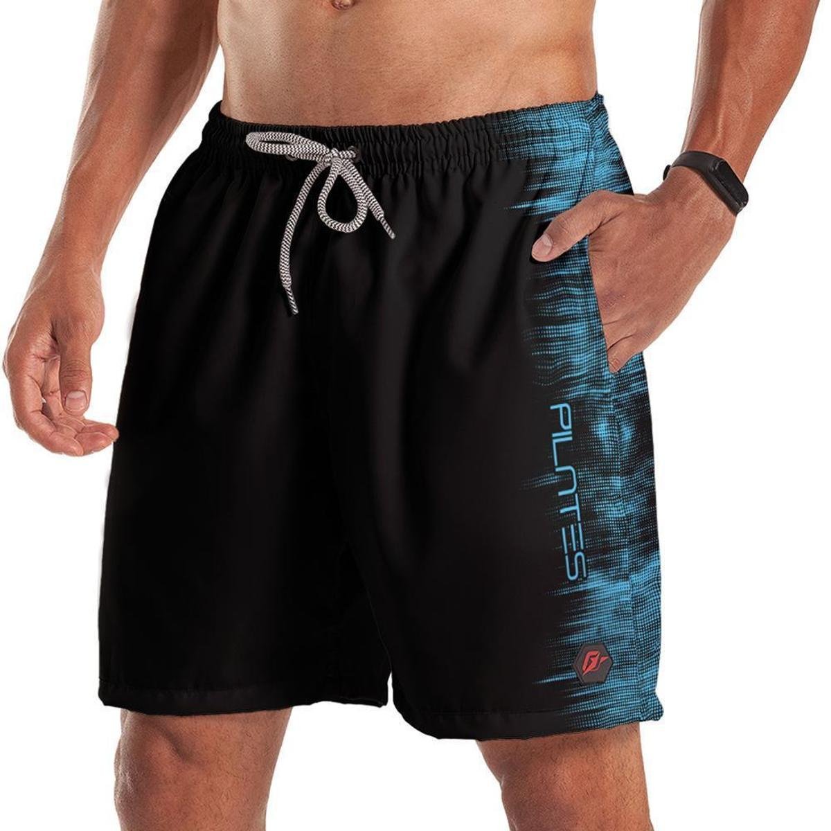 Short Bermuda Pilates Tecnodots Preto Azul - Preto+Azul | Netshoes