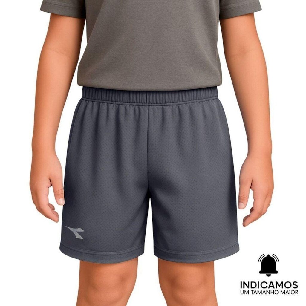 Short Calção Diadora Small Logo Juvenil - Cinza Escuro 12