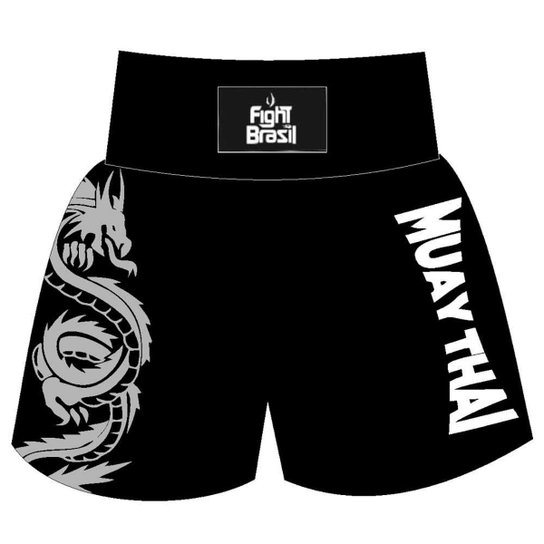 Short Calção Muay Thai - Silver Dragon - Unid - Preto Menor preço em Short Calção Muay Thai - Silver Dragon - Unid - Preto