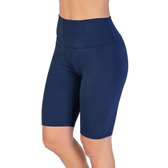Short Ciclista Fitness Suplex Feminino Academia Cois Alto Bermuda - Azul Menor preço em Short Ciclista Fitness Suplex Feminino Academia Cois Alto Bermuda - Azul