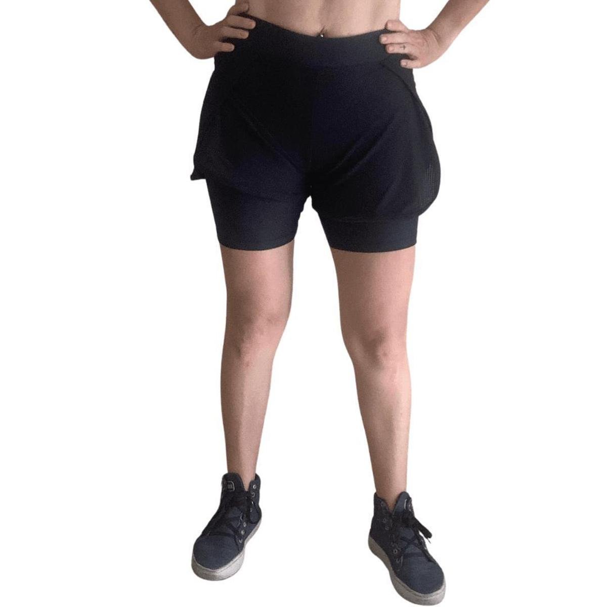 short com sobreposição feminino