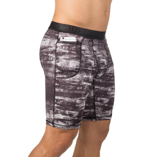 Short de Compressão Térmico Masculino Surty Cross Pro - Cinza+Branco Menor preço em Short de Compressão Térmico Masculino Surty Cross Pro - Cinza+Branco