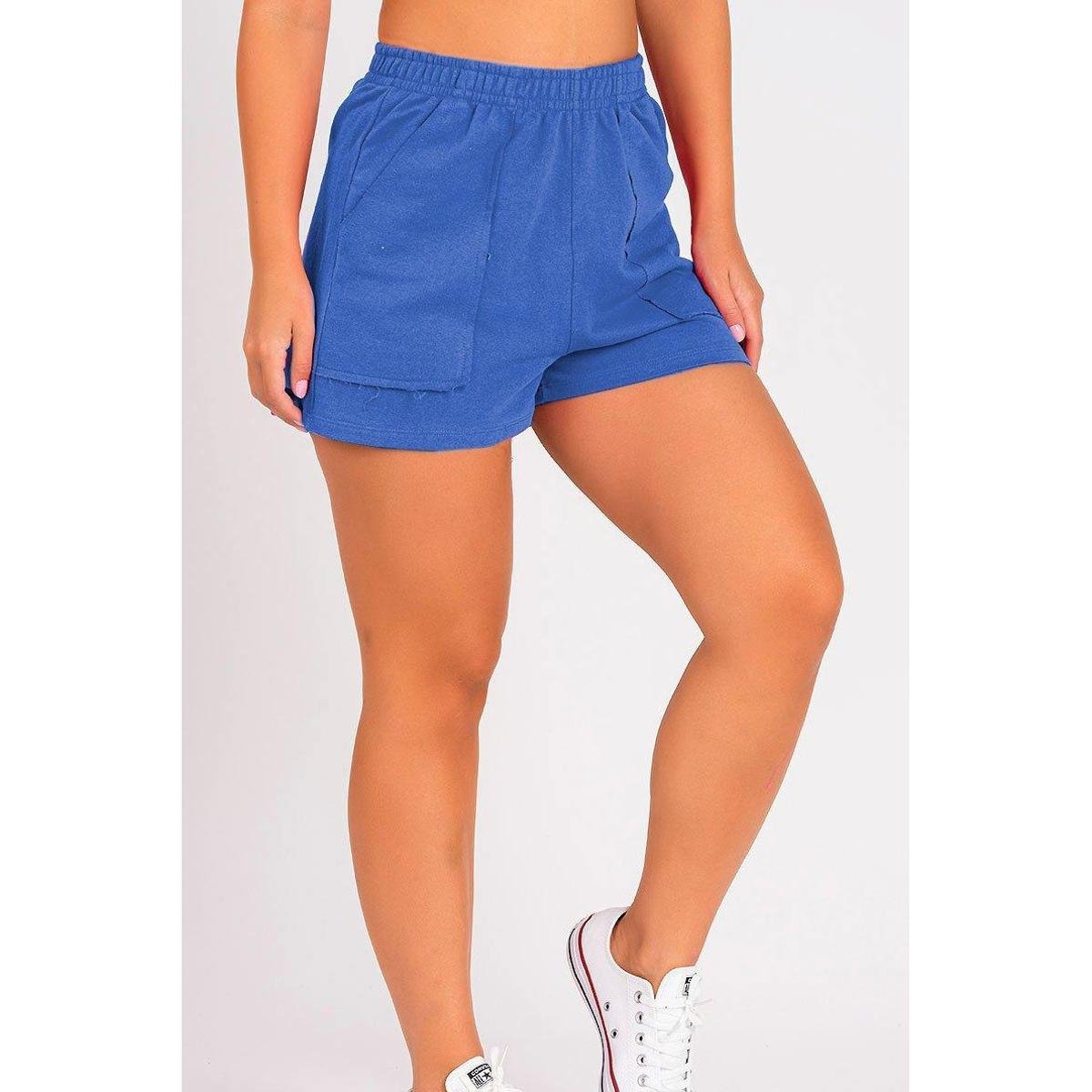 Short de Moletom Feminino Bolso a Fio Menor preço em Short de Moletom Feminino Bolso a Fio