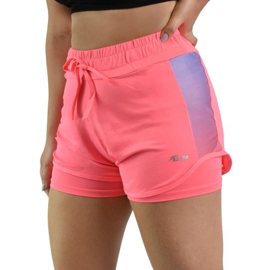 Short Feminino Activitta Esportivo Treino Confortável Coral Lilás (CORAL-LILAS GG)