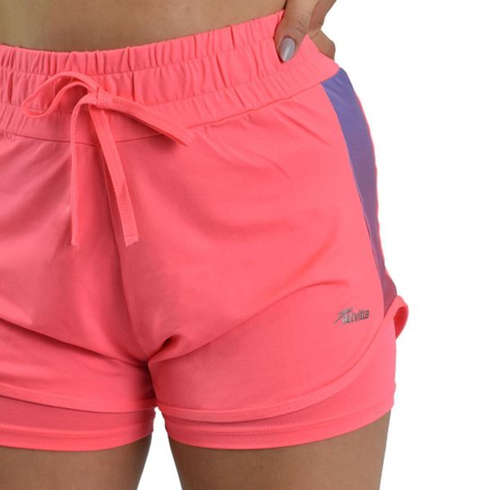 Short Feminino Activitta Esportivo Treino Confortável Coral Lilás (CORAL-LILAS GG)