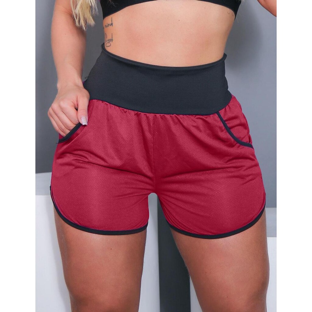 Short Feminino em Tecido Furadinho com Bolsos sem Forro - Fitmoda