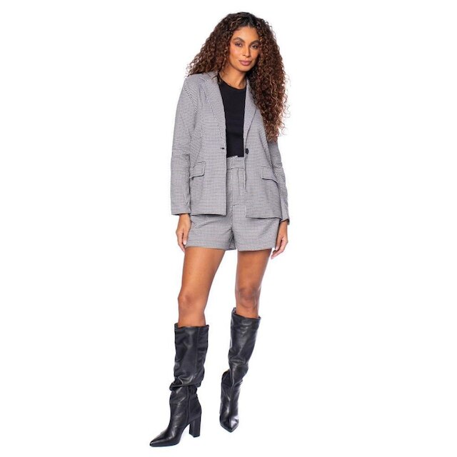 Short Feminino Endless Pied de Poule Preto/branco