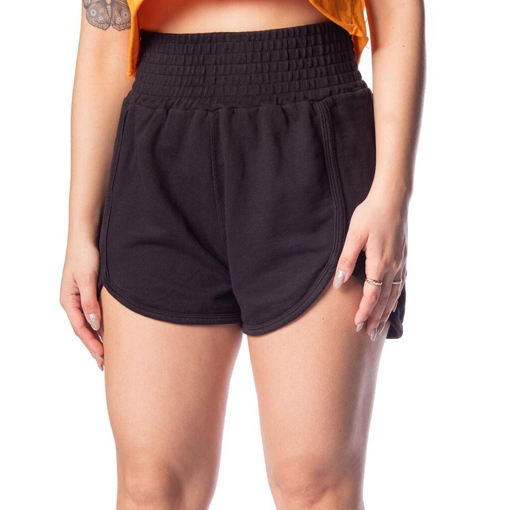 Short Feminino Over Surf Boxer Moletom Preto
