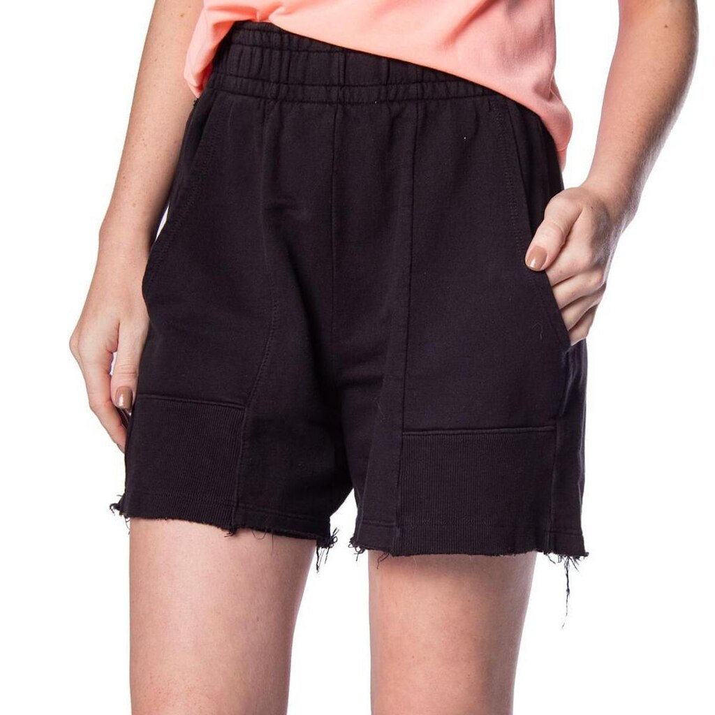 Short Feminino Over Surf Moletom Desfiado Azul