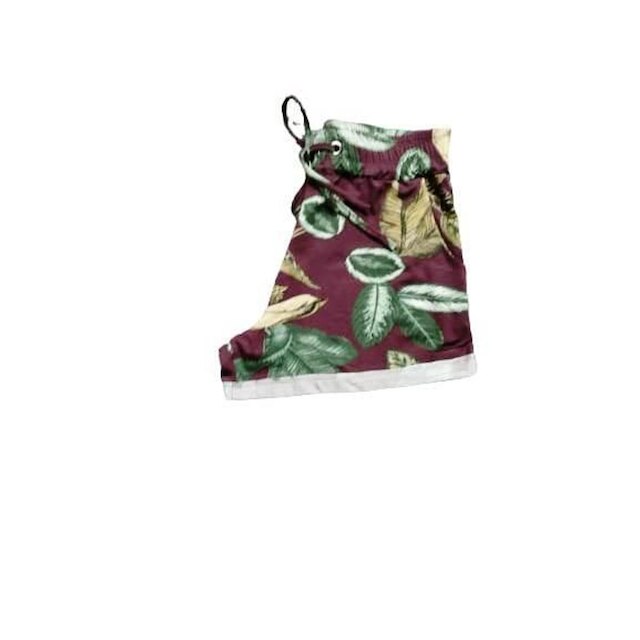 Short feminino viscolycra estampado com ilhos e 2 bolsos