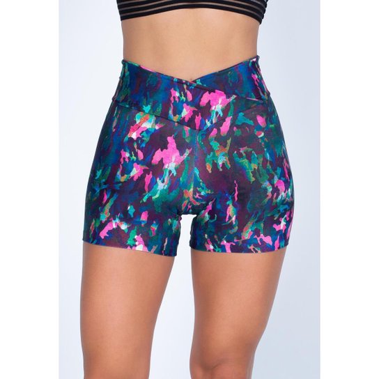 Short Fitness Cós Transpassado DMFIT Army - Rosa Menor preço em Short Fitness Cós Transpassado DMFIT Army - Rosa
