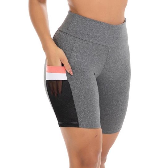 Short Fitness Feminino Bermuda Com Bolso Tela Dry Conforto Cós Alto Suplex Adulto Academia - Cinza é ruim? Short Fitness Feminino Bermuda Com Bolso Tela Dry Conforto Cós Alto Suplex Adulto Academia - Cinza é boa?