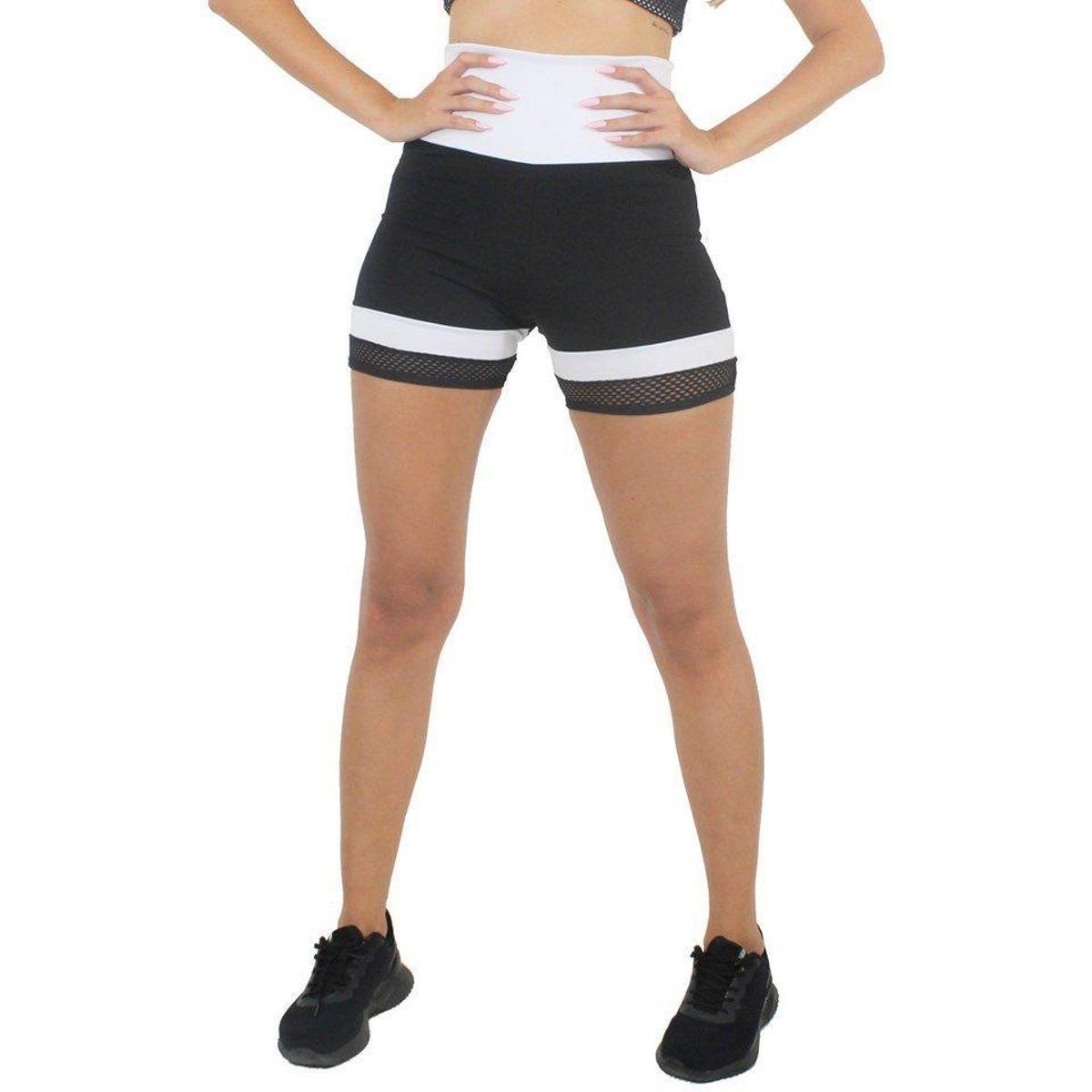 short preto com listra branca do lado