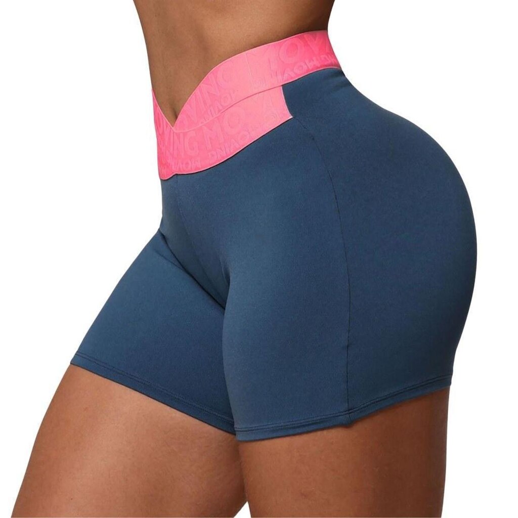 Short Hit Petroleo com Elastico Rosa Neon Moving