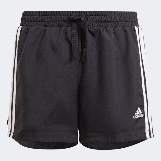 Short Infantil Adidas D2M 3 Stripes Feminino - Preto+Branco Menor preço em Short Infantil Adidas D2M 3 Stripes Feminino - Preto+Branco