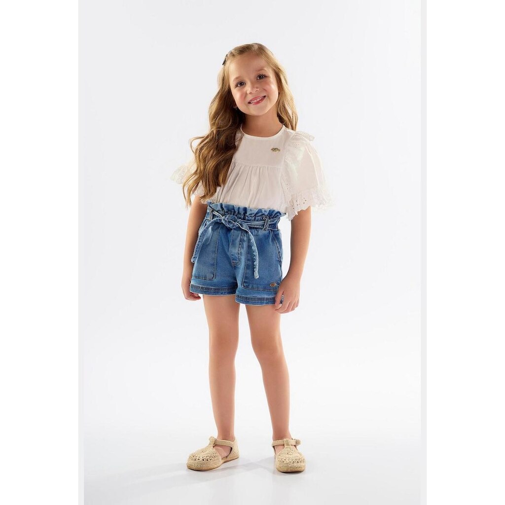 Short Infantil para Menina em Jeans com Elastano Up Baby