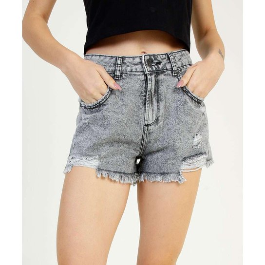 Short Jeans Destroyed Feminino Barra Desfiada Marisa-30990 - Preto Menor preço em Short Jeans Destroyed Feminino Barra Desfiada Marisa-30990 - Preto