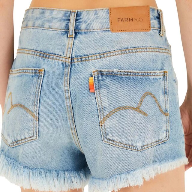 Short Jeans Farm Rio Curva Básico - Estampado | Netshoes