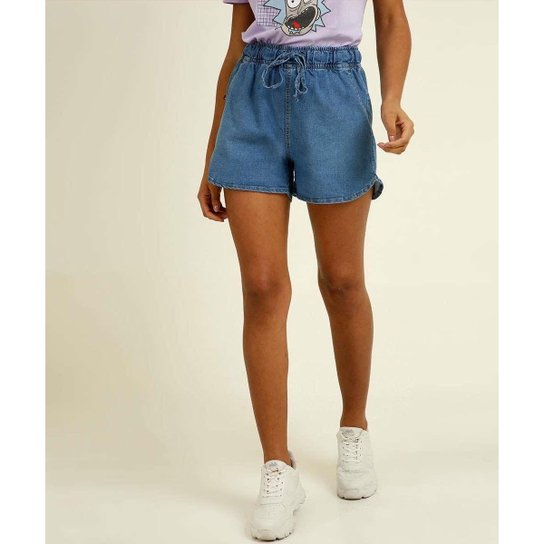 Short Jeans Feminino Amarração - 10048654128 - Azul Menor preço em Short Jeans Feminino Amarração - 10048654128 - Azul