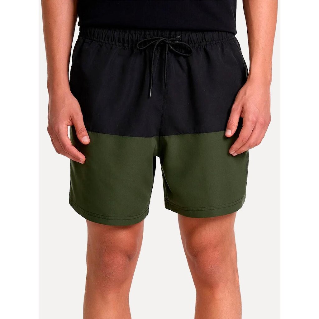 Short John John Masculino Regular Fit Bicolor Preto/Verde Escuro