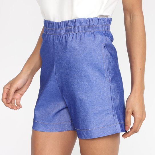 Short Lecimar Estampa Jeans Feminino - Azul Menor preço em Short Lecimar Estampa Jeans Feminino - Azul