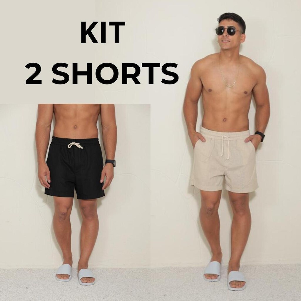 Short linho Conexão Kit 2 und