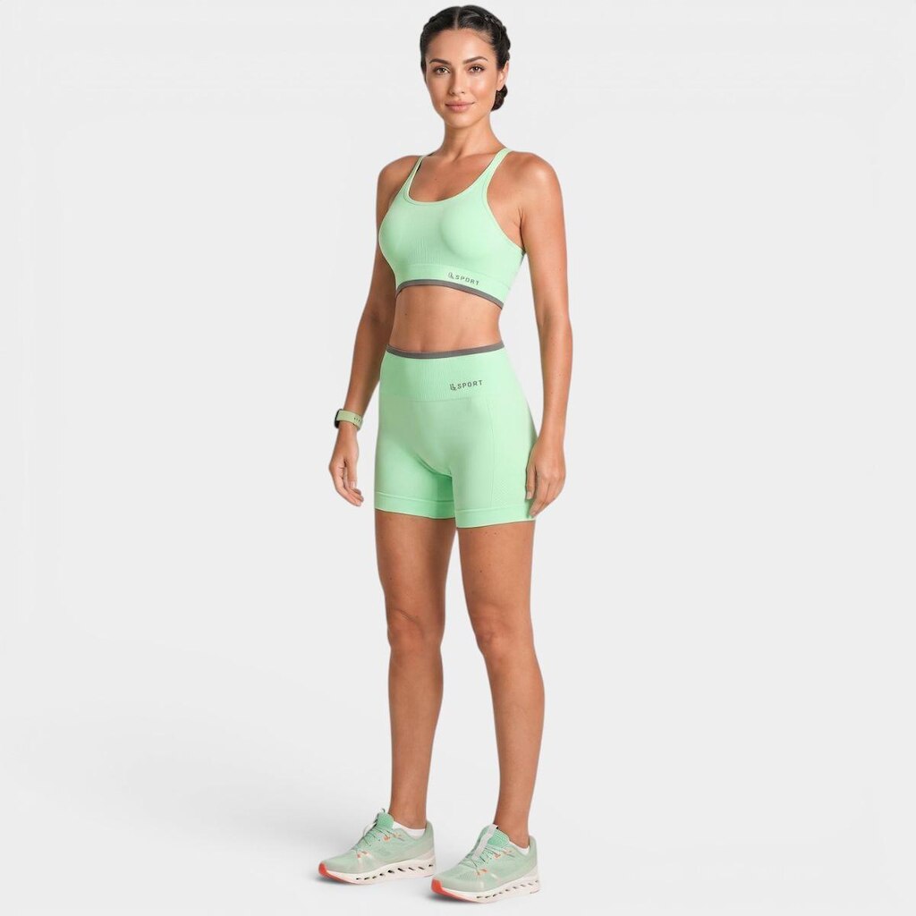 Short LSport Lupo Seamless Ayra Feminina - Verde e Cinza - M