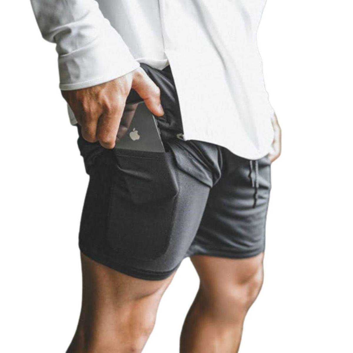 Short Masculino Academia Fitness 2 em 1 Porta Objetos Calção Menor preço em Short Masculino Academia Fitness 2 em 1 Porta Objetos Calção