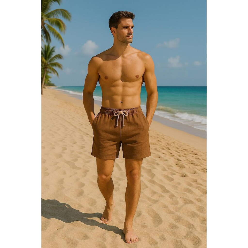 Short masculino Bermuda Linho Qualidade Premium Bolso Lateral E Ajuste