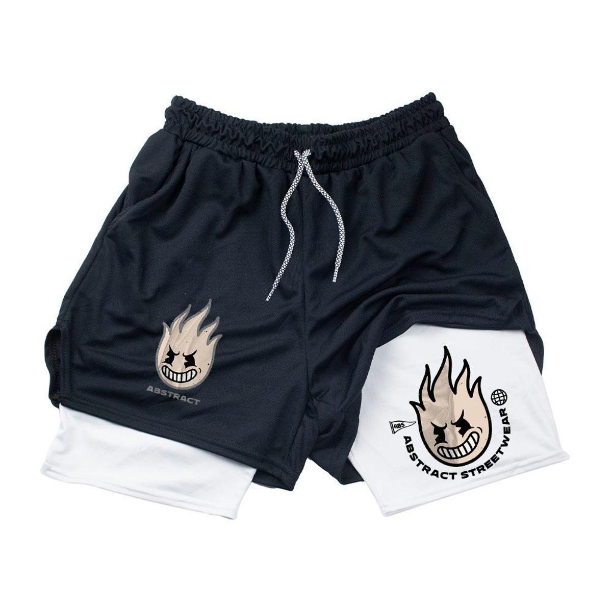 Short Masculino Fitness Street Mode Fire Abstract