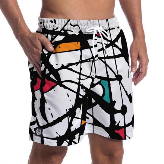SHORT MASCULINO FORTHEM ARTISTIC - Branco Menor preço em SHORT MASCULINO FORTHEM ARTISTIC - Branco