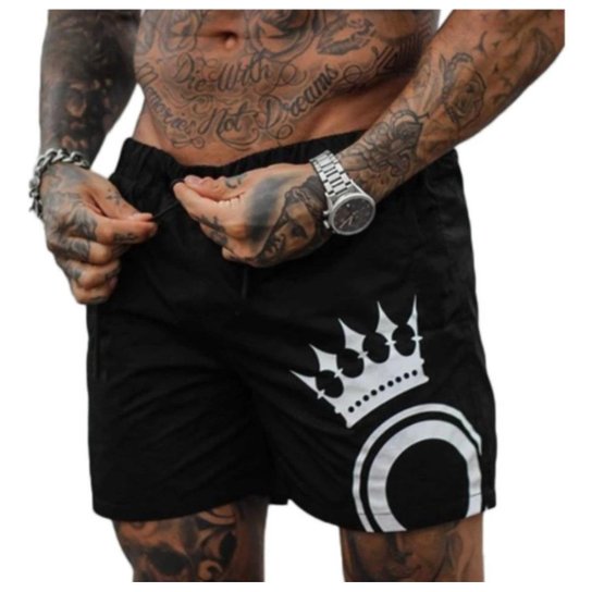Short Masculino Moda Praia Bermuda Mais Curta Treino Academia Tactel - Preto Menor preço em Short Masculino Moda Praia Bermuda Mais Curta Treino Academia Tactel - Preto