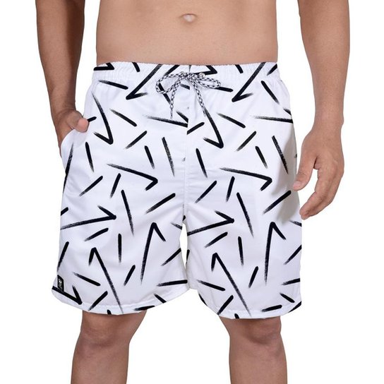 Short Masculino Tactel Basico Surf Pratica Esportiva Leve - Branco Menor preço em Short Masculino Tactel Basico Surf Pratica Esportiva Leve - Branco