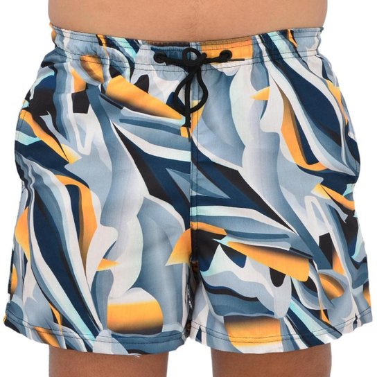 Short Masculino Tactel Estampada Conforto Casual - Azul Menor preço em Short Masculino Tactel Estampada Conforto Casual - Azul