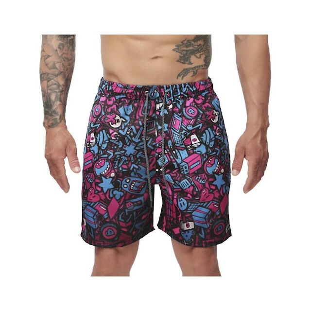 Short Masculino Tactel Que Seca Rápido Para Usar Na Água Santa Fé Com Bolso - Azul+Roxo Menor preço em Short Masculino Tactel Que Seca Rápido Para Usar Na Água Santa Fé Com Bolso - Azul+Roxo