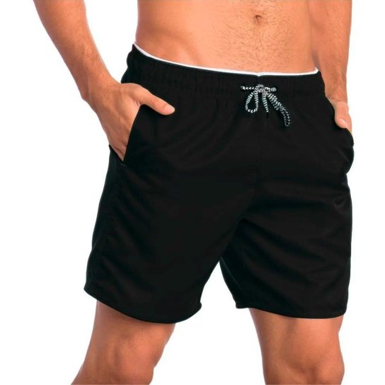 Short Mauricinho Praia Tactel Seca Rapido - Preto Menor preço em Short Mauricinho Praia Tactel Seca Rapido - Preto