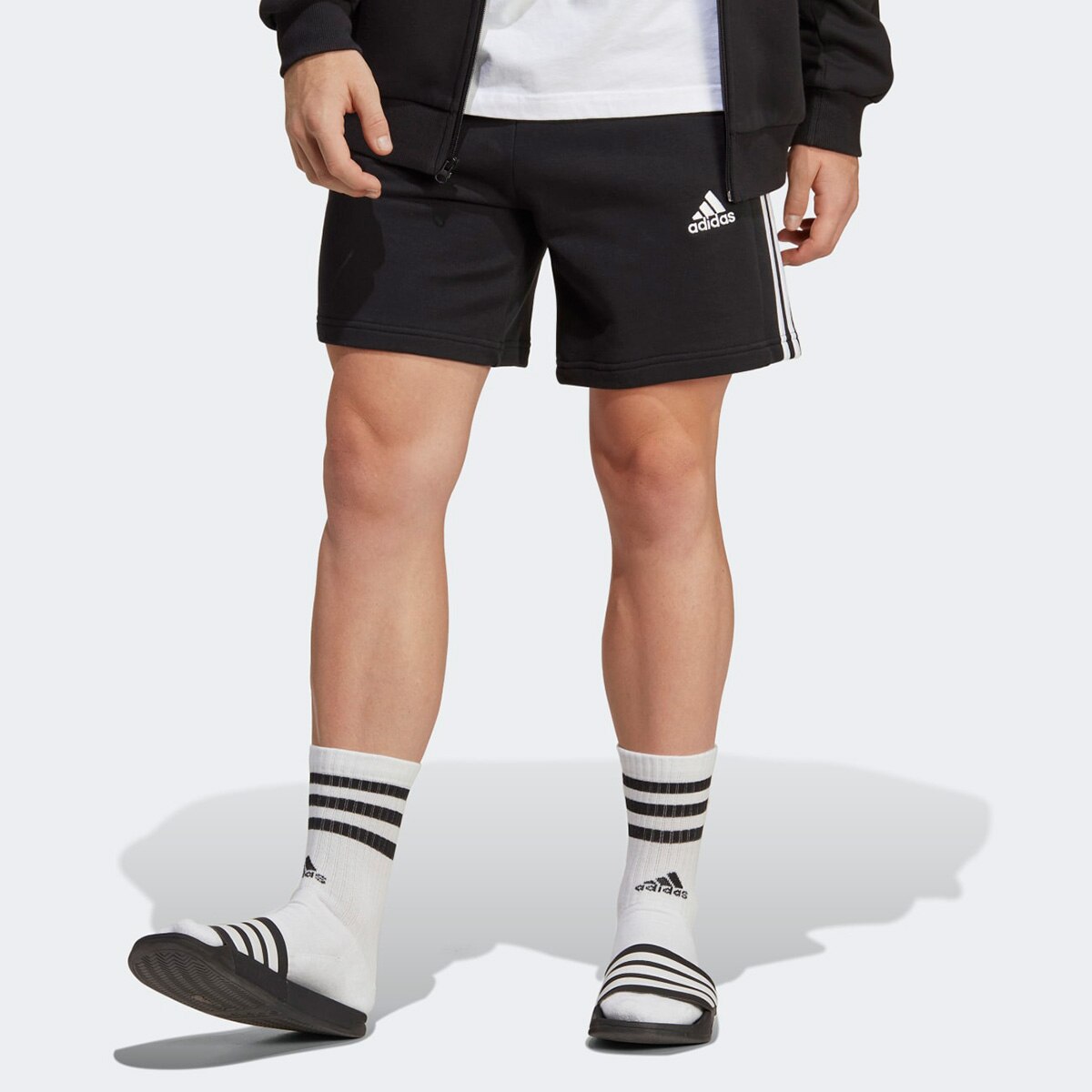 Short Moletinho Adidas Essentials 3 Listras Masculino Menor preço em Short Moletinho Adidas Essentials 3 Listras Masculino