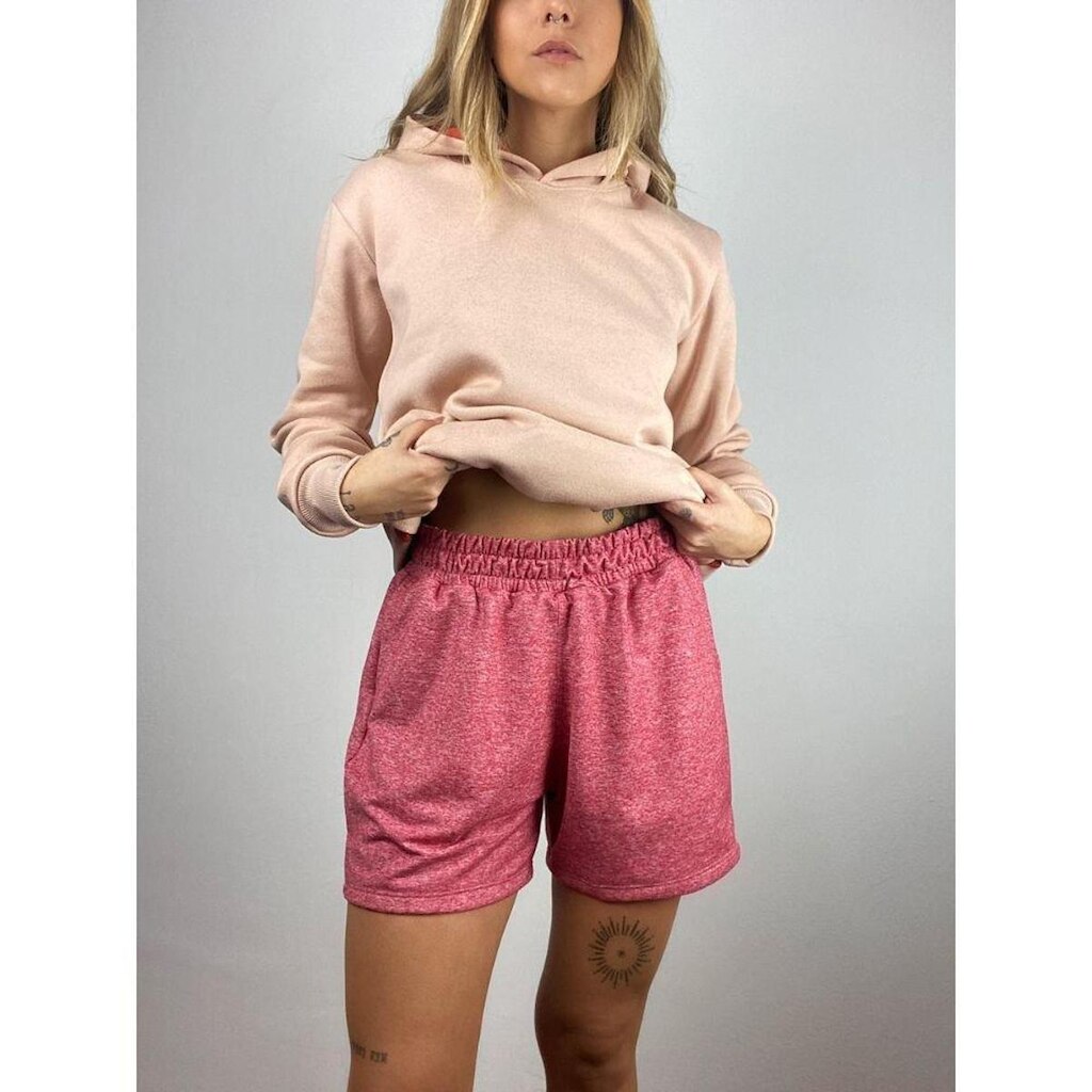 Short Moletinho Feminino Aveloz Mescla Vermelho